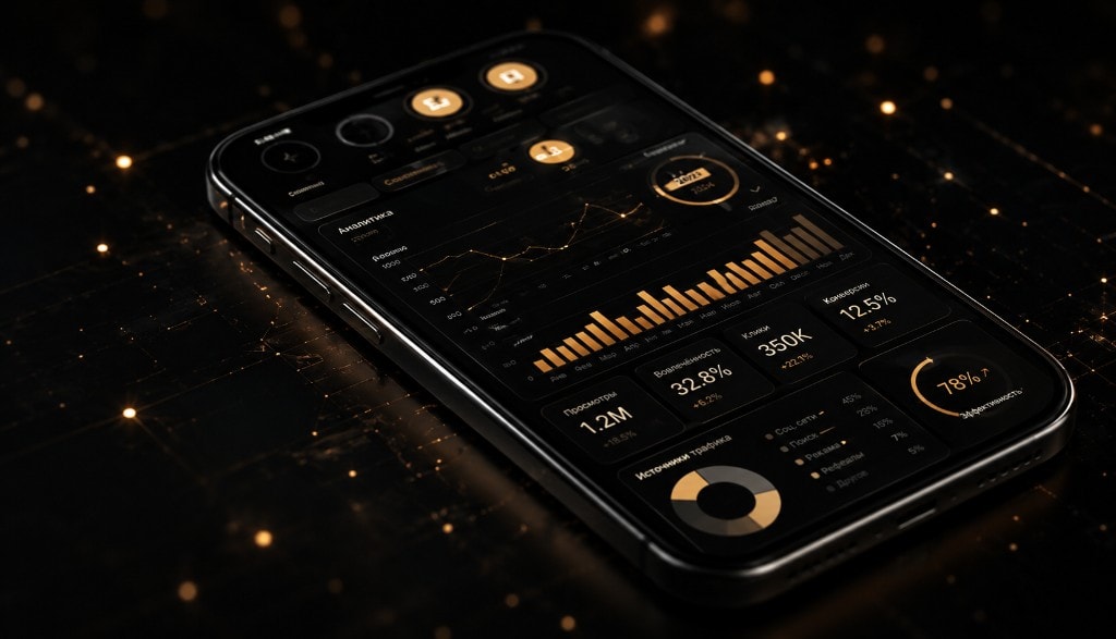 SMM analytics dashboard on smartphone